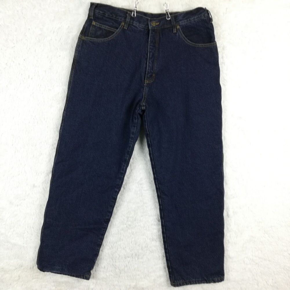 Guide Gear Mens Jeans Thinsulate Lined Straight Leg Blue Denim Dark‎ Wash 38x30